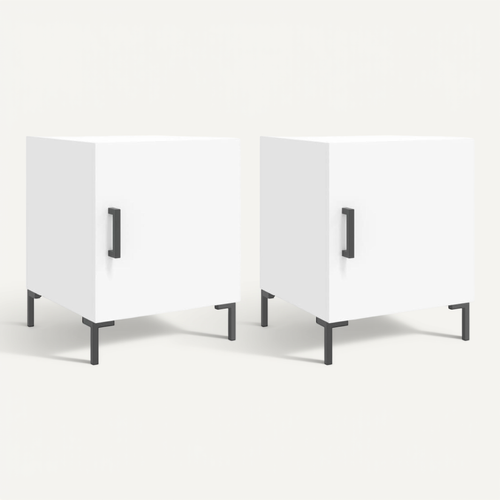 Tables De Chevet 2 Pièces Blanc 40x40x50 Cm Bois Contreplaqué