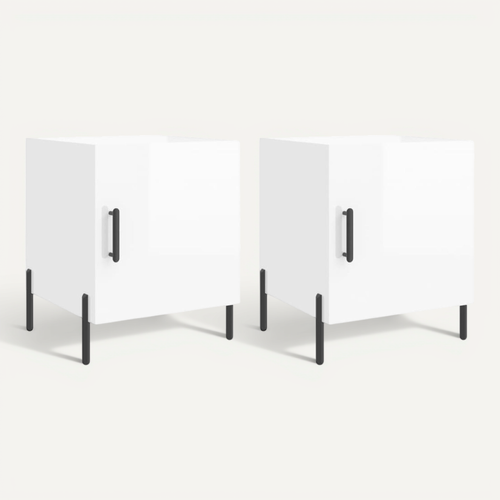 Tables De Chevet 2 Pièces Blanc Brillant 40x40x50 Cm