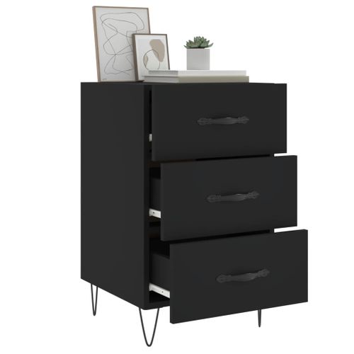 Table De Chevet Noir 40x40x66 Cm Bois Contreplaqué