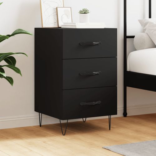 Table De Chevet Noir 40x40x66 Cm Bois Contreplaqué