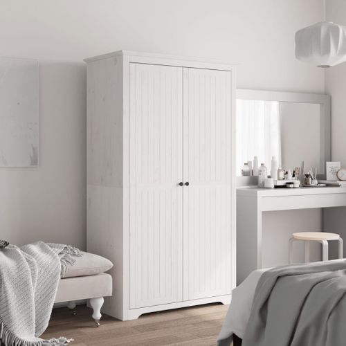 Armoire Bodo Blanc 101x52x176,5 Cm Bois Massif De Pin