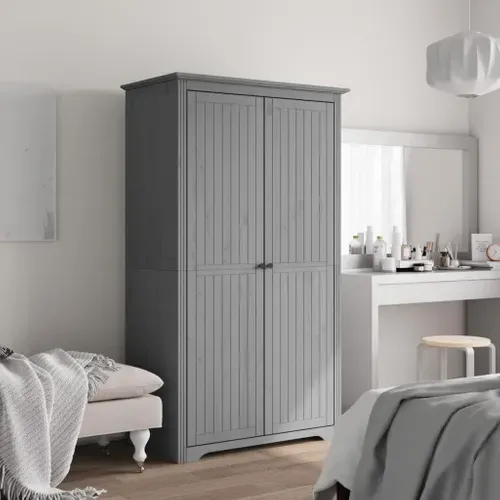 Garde-robe Bodo Gris 99x53,5x173 Cm Bois Massif De Pin