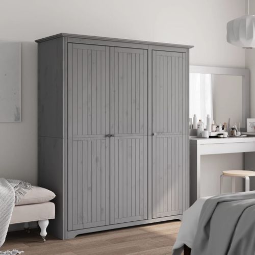 Garde-robe Bodo Gris 146x53,5x173 Cm Bois Massif De Pin - Armoire BUT