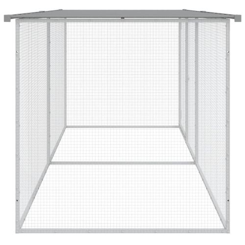 Cage À Poulets Avec Toit Gris Clair 203 X 98 X 90 Cm En Acier Galvanisé