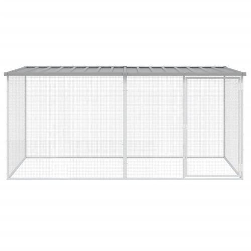 Cage À Poulets Avec Toit Gris Clair 203 X 98 X 90 Cm En Acier Galvanisé