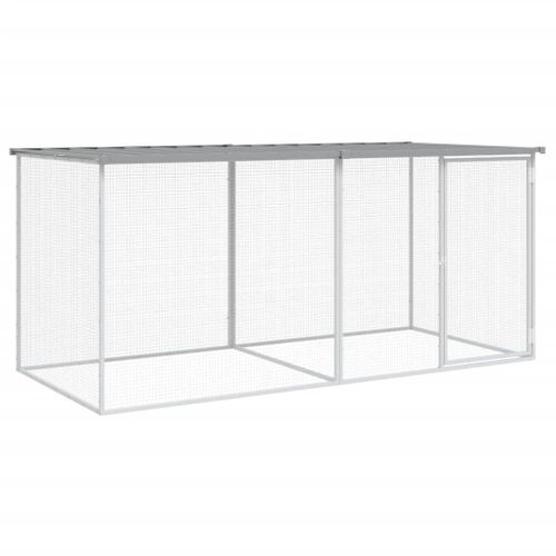 Cage À Poulets Avec Toit Gris Clair 203 X 98 X 90 Cm En Acier Galvanisé