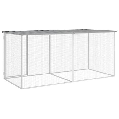 Cage À Poulets Avec Toit Gris Clair 203 X 98 X 90 Cm En Acier Galvanisé