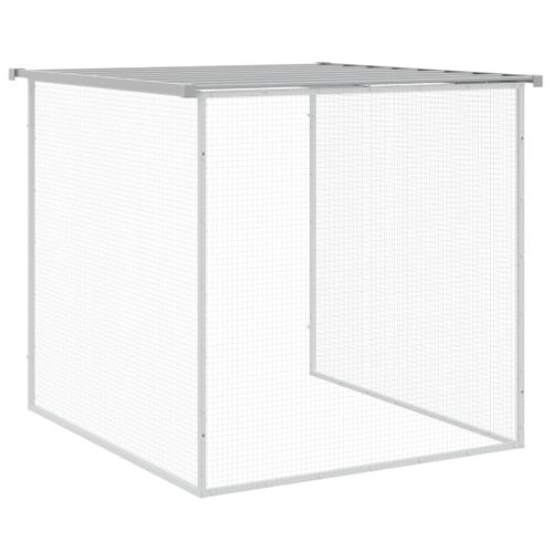 Cage À Poulets Avec Toit Gris Clair 203 X 98 X 90 Cm En Acier Galvanisé