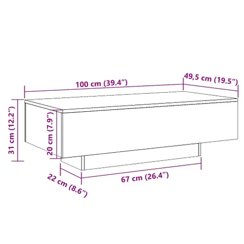 Table Basse Noire 100x49,5x31 Cm Bois Contreplaqué