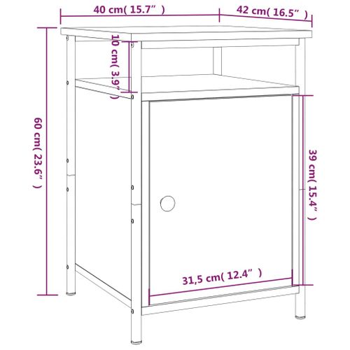 Table De Chevet Chêne Sonoma 40x42x60 Cm Bois Contreplaqué