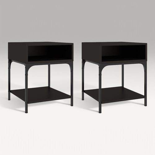 Tables De Chevet 2 Pièces Noir 40x41x50 Cm Bois Contreplaqué
