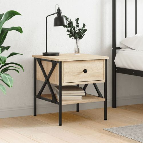 Table De Chevet Chêne Sonoma 40x42x45 Cm Bois Contreplaqué
