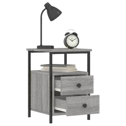 Table De Chevet Sonoma Gris 34x35,5x50 Cm Bois Contreplaqué