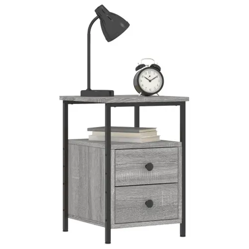 Table De Chevet Sonoma Gris 34x35,5x50 Cm Bois Contreplaqué
