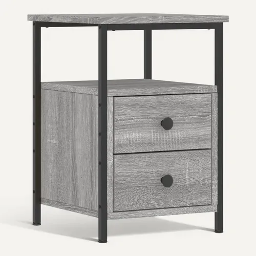 Table De Chevet Sonoma Gris 34x35,5x50 Cm Bois Contreplaqué