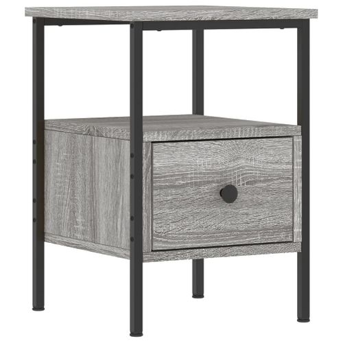 Tables De Chevet 2 Pièces Avec Étagère, Pieds Réglables, Gris Sonoma