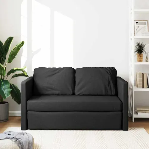 Canapé-lit 2-en-1 Tissu Noir 112x174x55 Cm Avec Coussin