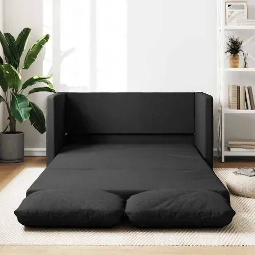 Canapé-lit 2-en-1 Tissu Noir 112x174x55 Cm Avec Coussin