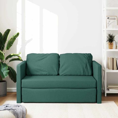 Canapé-lit 2-en-1 Tissu Vert Foncé 112x174x55 Cm Avec Coussin