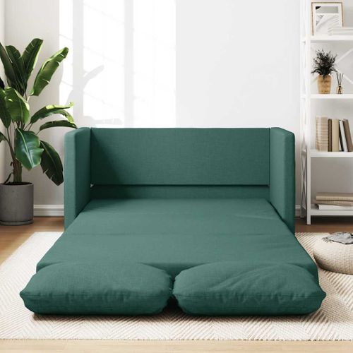 Canapé-lit 2-en-1 Tissu Vert Foncé 112x174x55 Cm Avec Coussin