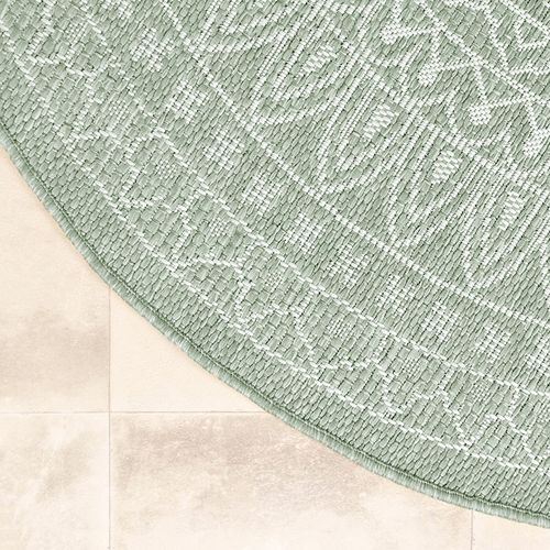 Tapis D'extérieur Rond - Summer Azteca Vert - Rond - D. 100 Cm