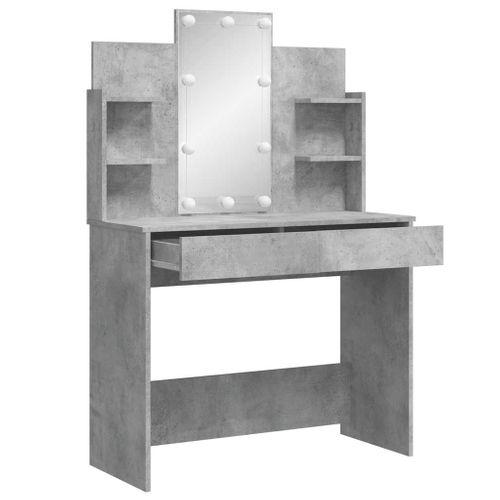 Coiffeuse Avec Lumières LED Gris Béton 96x40x142 Cm