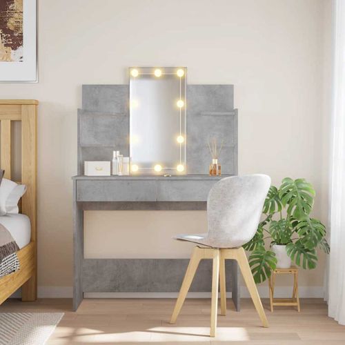 Coiffeuse Avec Lumières LED Gris Béton 96x40x142 Cm