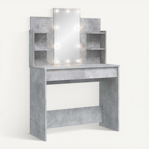 Coiffeuse Avec Lumières LED Gris Béton 96x40x142 Cm