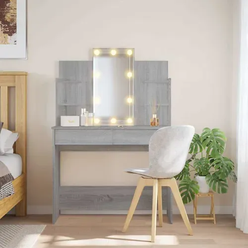 Coiffeuse Avec Lumières LED Sonoma Gris 96x40x142 Cm