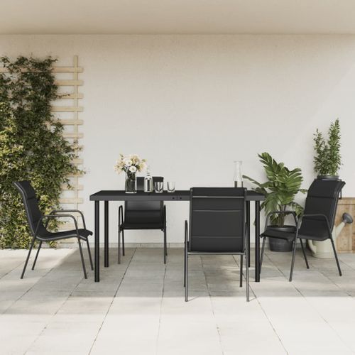 Ensemble à Manger De Jardin 5 Pièces Noir Textilène Et Acier