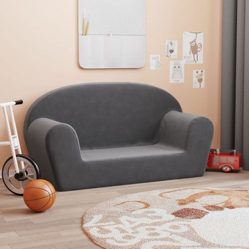 Canapé Pour Enfants 2 Places Anthracite Peluche Douce