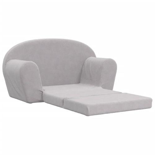 Canapé-lit Enfants 2 Places Gris Clair Peluche Douce