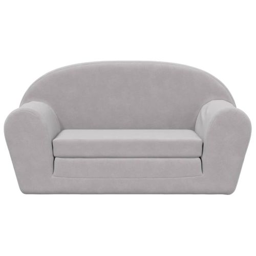 Canapé-lit Enfants 2 Places Gris Clair Peluche Douce