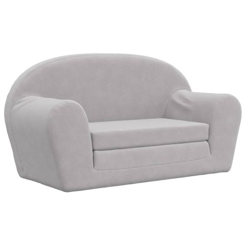 Canapé-lit Enfants 2 Places Gris Clair Peluche Douce