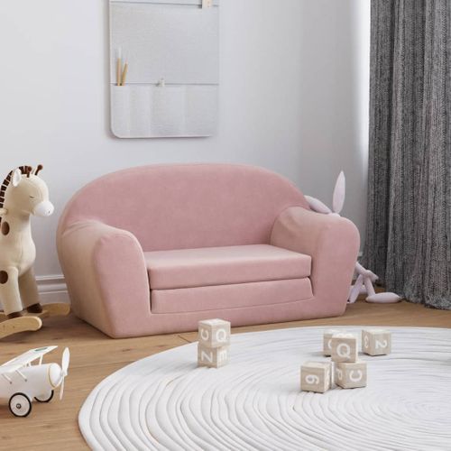 Canapé-lit Pour Enfants 2 Places Rose Peluche Douce