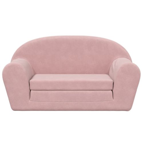 Canapé-lit Pour Enfants 2 Places Rose Peluche Douce