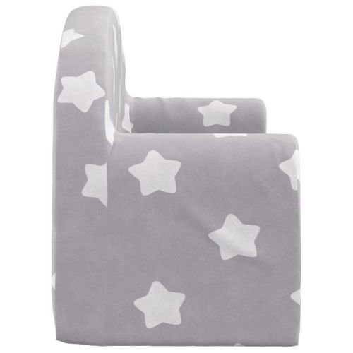 Canapé-lit Enfant 2 Places Gris Clair Étoiles Peluche Douce