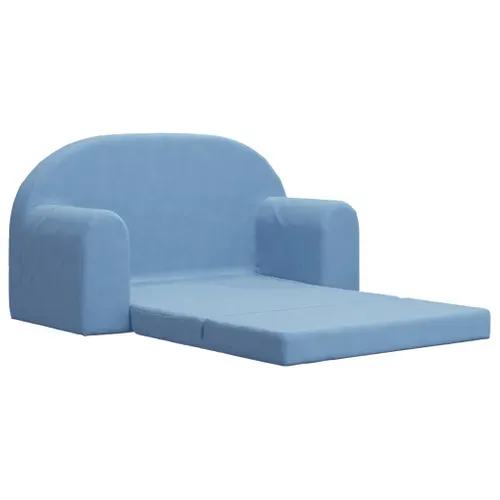 Canapé-lit Pour Enfants 2 Places Bleu Peluche Douce