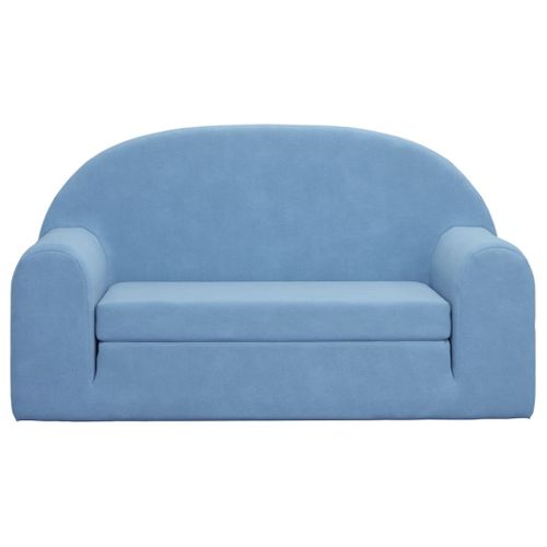 Canapé-lit Pour Enfants 2 Places Bleu Peluche Douce