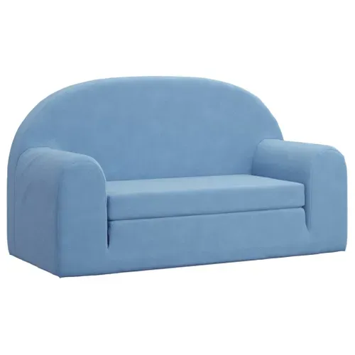 Canapé-lit Pour Enfants 2 Places Bleu Peluche Douce