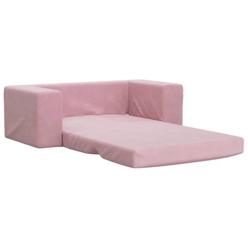 Canapé-lit Pour Enfants 2 Places Rose Peluche Douce