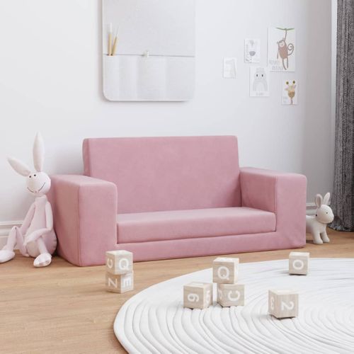Canapé-lit Pour Enfants 2 Places Rose Peluche Douce