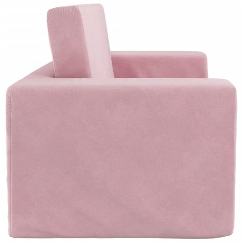 Canapé-lit Pour Enfants 2 Places Rose Peluche Douce