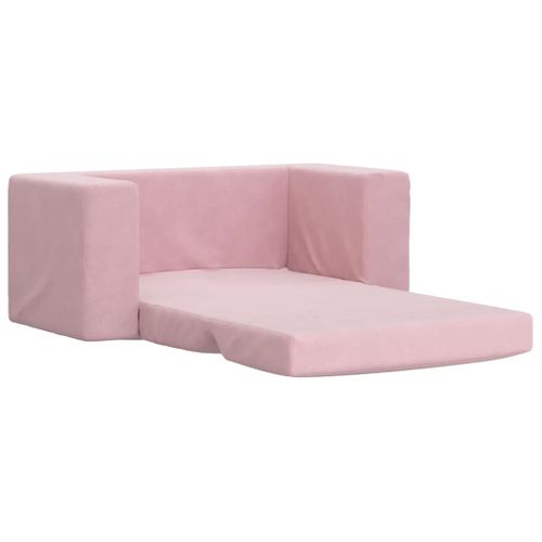 Canapé-lit Pour Enfants 2 Places Rose Peluche Douce