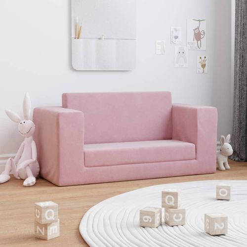 Canapé-lit Pour Enfants 2 Places Rose Peluche Douce