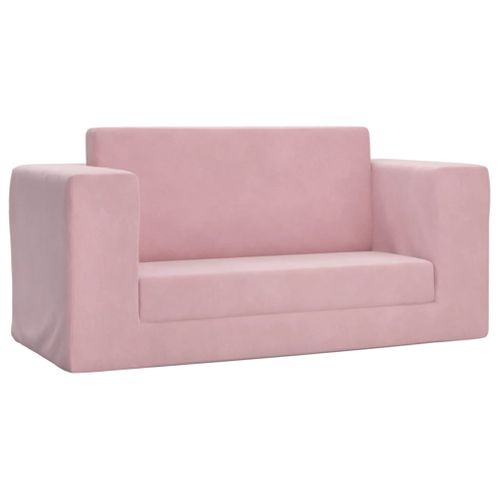 Canapé-lit Pour Enfants 2 Places Rose Peluche Douce