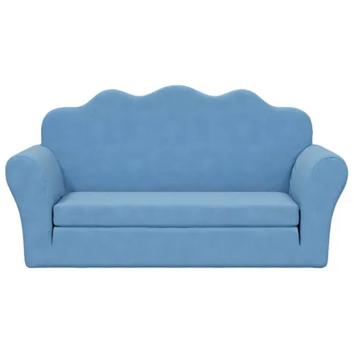 Canapé-lit Pour Enfants 2 Places Bleu Peluche Douce