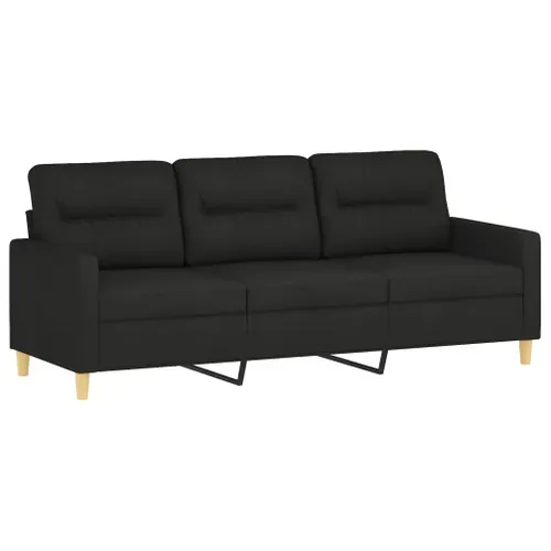 Canapé à 3 Places Avec Repose-pieds Noir 180 Cm Tissu