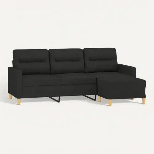 Canapé à 3 Places Avec Repose-pieds Noir 180 Cm Tissu