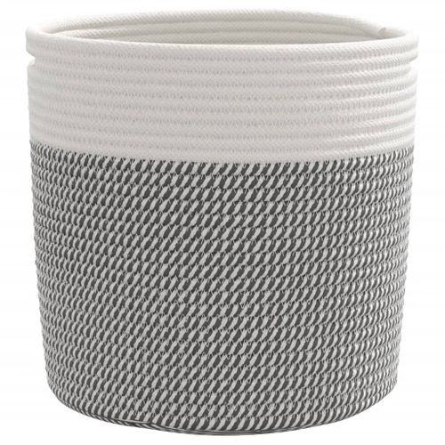 Paniers De Rangement 2 Pièces Gris Et Blanc D.28x28 Cm Coton